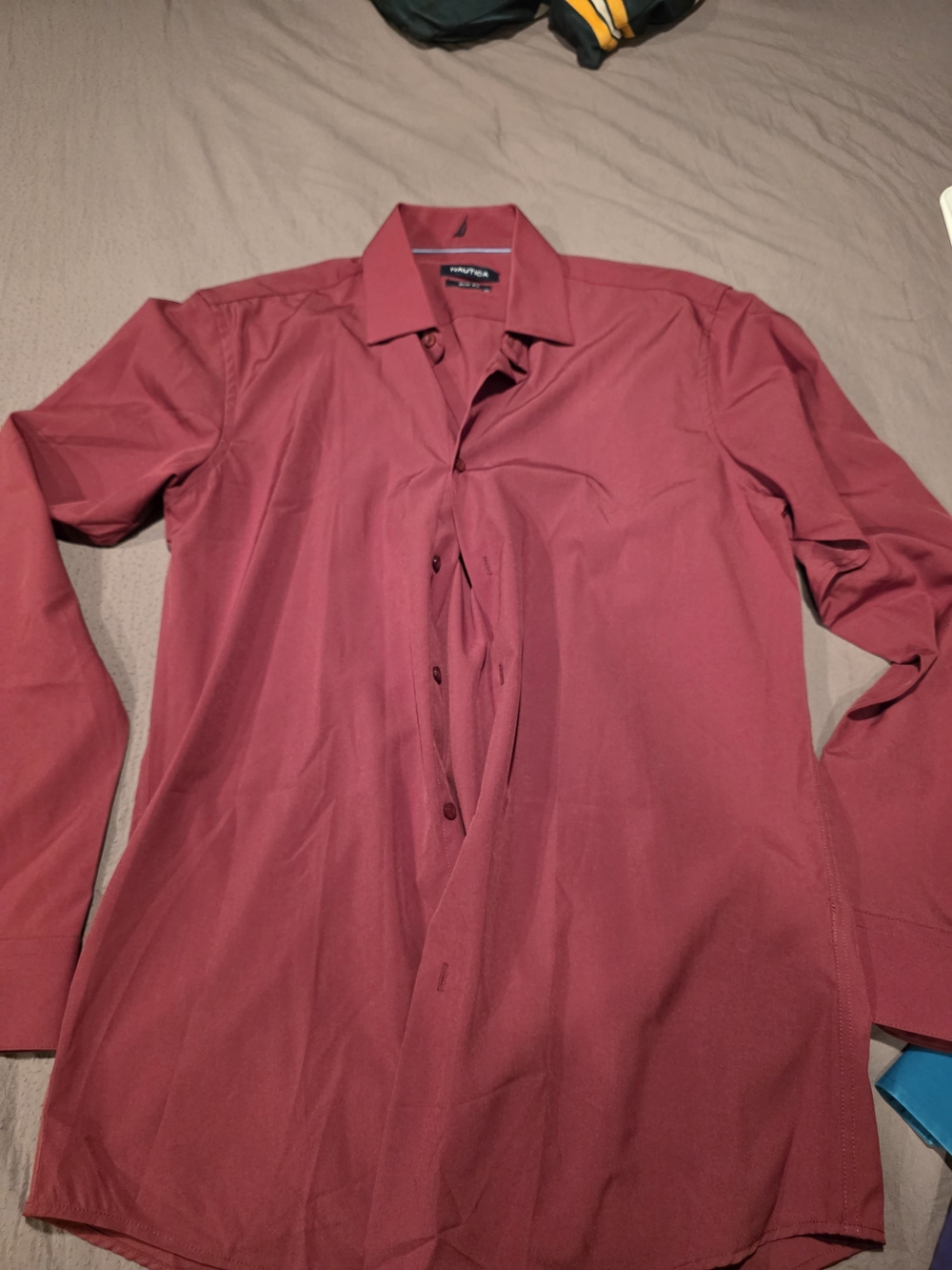 Nautica Men's Long-Sleeve Burgundy Dress Shirt